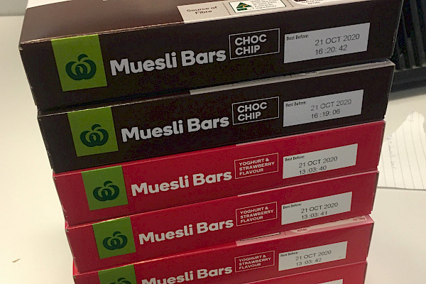 Muesli bars ready for the trip